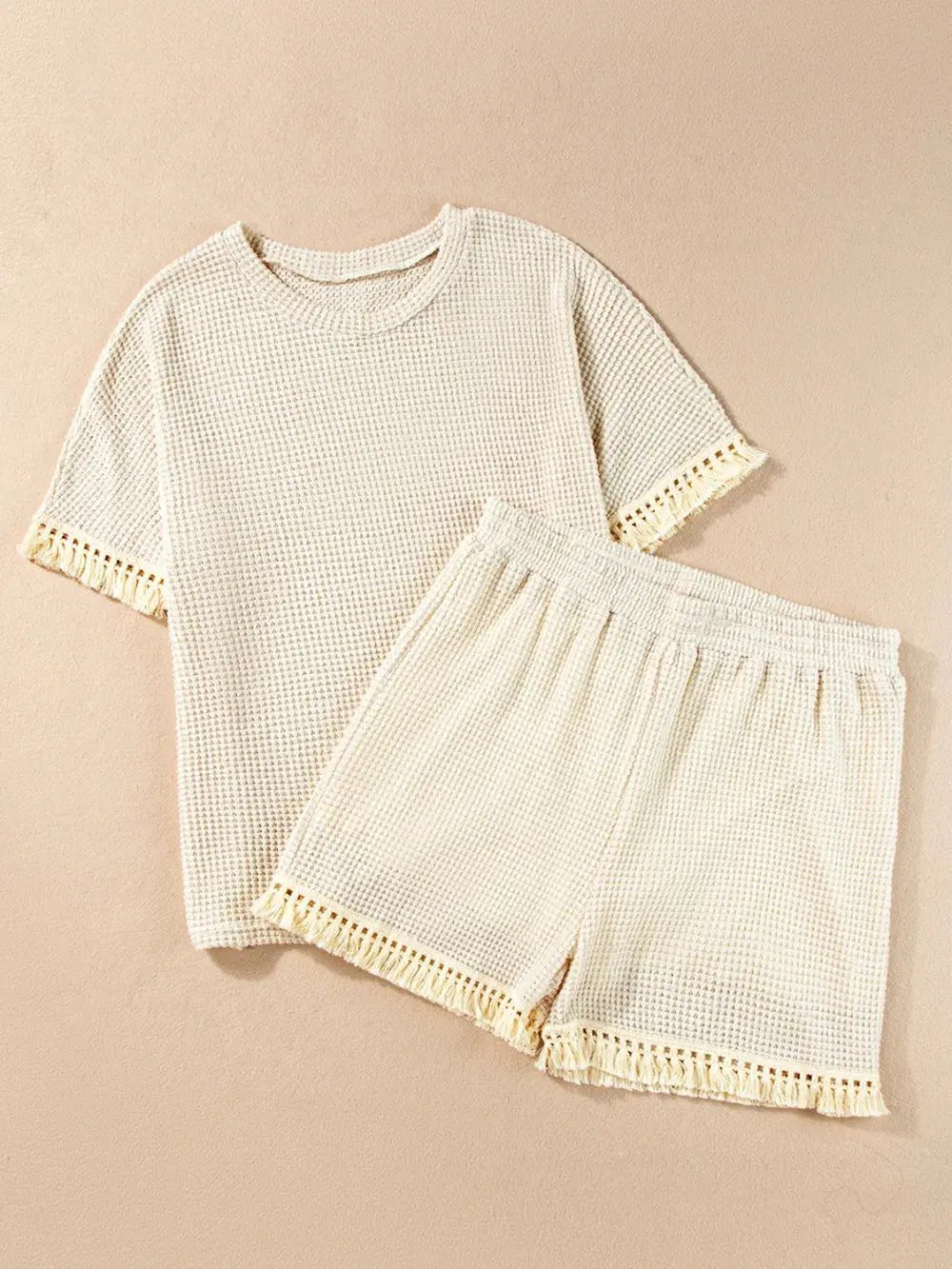 Tassel Round Neck Top and Shorts Set - Couture Envy
