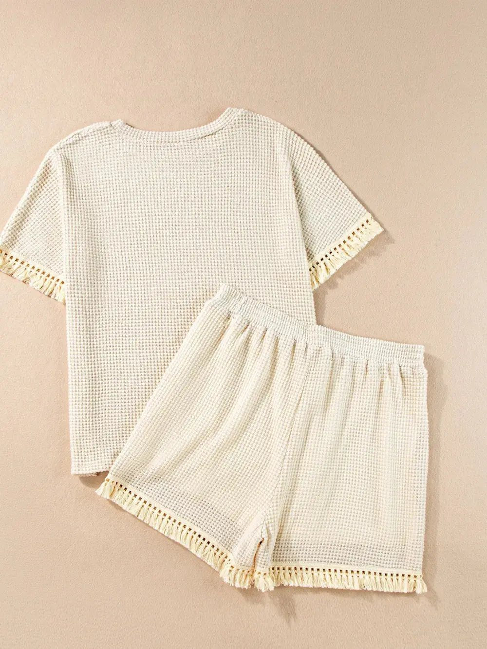 Tassel Round Neck Top and Shorts Set - Couture Envy
