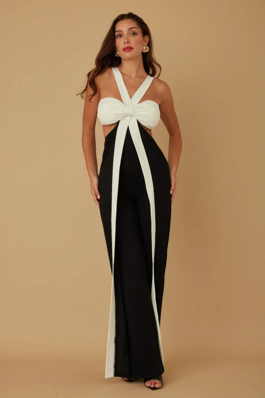X Ribbon Open Jumpsuit - Couture Envy
