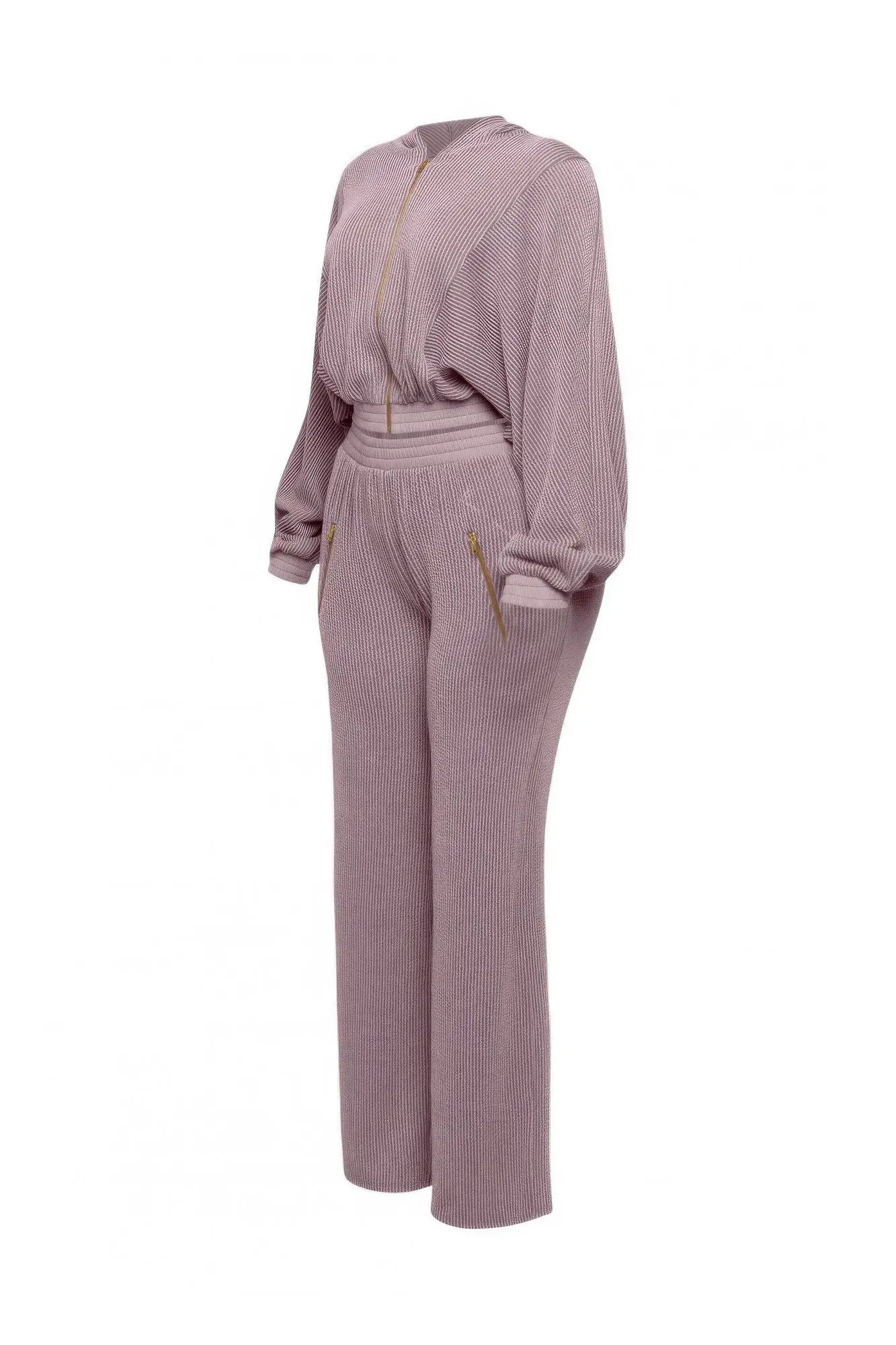 Zipper Closure Hoodie Jacket & Pants Set - Couture Envy